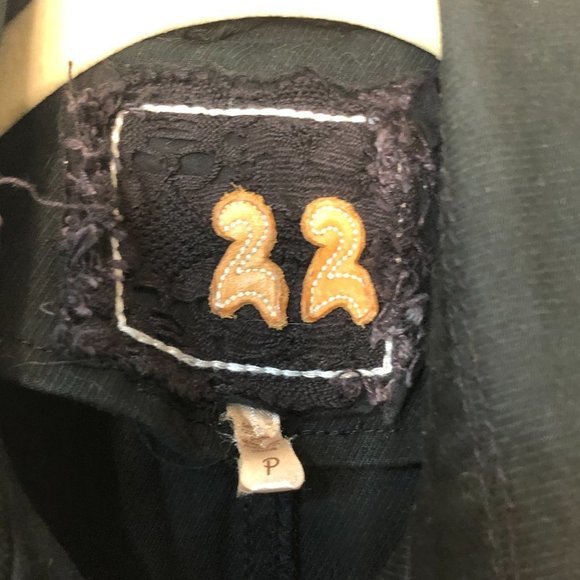 Vintage 22 DECEMBER Black Boho Double Breasted Jacket with Crochet Trim S - Picture 2 of 8